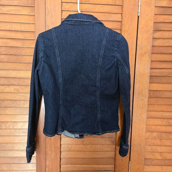 Zara Women's Denim Dark Blue Button Down Shirt W/ Front Pockets Size XS/S - Picture 3 of 7